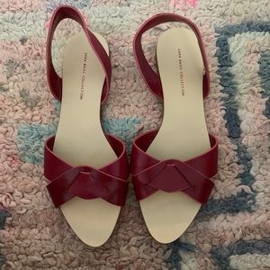 Zara red flat sling back sandals